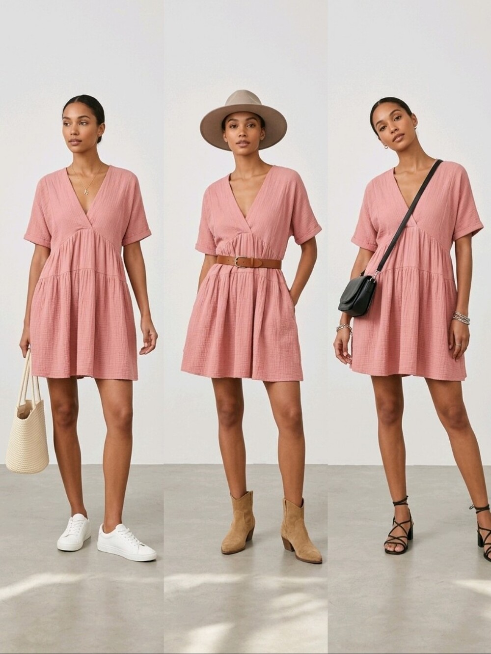 Talulah Mini Dress Size S Pink V-Neck Tiered Casual Dress - Picture 3 of 10
